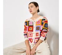 Apricot Bright Crochet Squares Cardigan BLACK LARGE