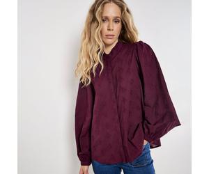 Apricot Broderie Ruffle Neck Blouse BURGUNDY 2XL