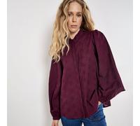 Apricot Broderie Ruffle Neck Blouse BURGUNDY XL