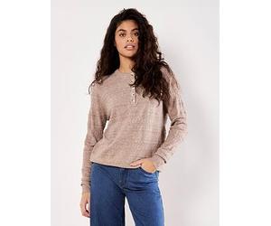 Apricot Button Detail Pointelle Jumper, Beige, Size Xs, Women Beige