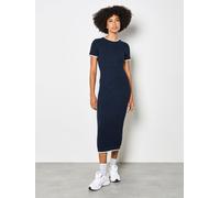 Apricot Women's Cable Knit Contrast Trim Midi Dress in Navy | Size: 14 Apricot Navy 14