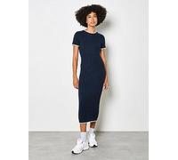 Apricot Women's Cable Knit Contrast Trim Midi Dress in Navy | Size: 10 Apricot Navy 10