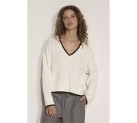 Apricot Women's Cable Knit Tipped Cricket Jumper in White | Size: 12