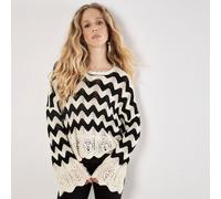 Apricot Chevron Scallop Border Knitted Jumper CREAM LARGE