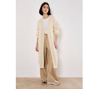Apricot Chunky Cable Knit Longline Cardigan In Cream Cream