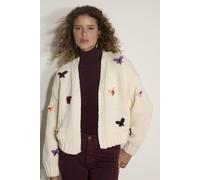 Apricot Chunky Knit Butterfly Applique Cardigan In Cream Cream