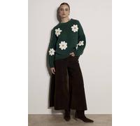Apricot Chunky Knit Flower Applique Jumper In Green Green