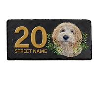 Apricot Cockapoo House Number Slate Custom Dog Gate Sign Personalised Name Street Door Plaque Cockerpoo KDS22