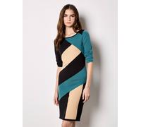 Apricot Colour Block Panel Knitted Mini Dress In Teal Teal