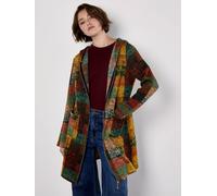 Apricot Colourful Check Hooded Coatigan In Terracotta Terracotta 10