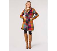 Apricot Colourful Check Hooded Coatigan Multi