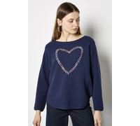 Apricot Women's Colourful Stitched Heart Jumper in Navy | Size: 10 Apricot Navy 10