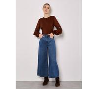 Apricot Women's Contrast Chiffon Sleeves Jumper in Burgundy | Size: 8 Apricot Burgundy 8