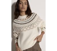 Apricot Women's Cotton Blend Brushed Fair Isle Jumper in Cream | Size: 16 Apricot Cream 16