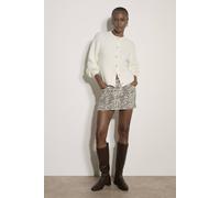 Apricot Women's Cotton-Blend Chunky Ribbed Knit Cardigan Sweater in Cream | Size: 12