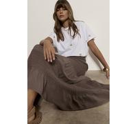 Apricot Women's Cotton Crochet Tiered Maxi Skirt in Brown | Size: 16 Apricot Brown 16