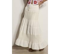 Apricot Cotton Crochet Tiered Maxi Skirt In Cream Cream