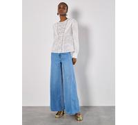 Apricot Cotton Embroidered Ruffle Shirt In White White 8