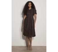 Apricot Women's Cotton Floral Embroidered Midi Dress in Brown | Size: 10 Apricot Brown 10