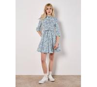 Apricot Cotton Poplin Leaf Shirt Mini Dress In White White 12