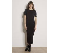 Apricot Cotton Ruched T-Shirt Maxi Dress In Black Black