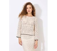 Apricot Women's Crochet Circles Blanket Stitch Top in Stone | Size: 10