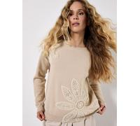 Apricot Crochet Flower Knitted Jumper In Stone Stone