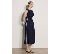 Apricot Women's Crochet Trim Smocked Cotton Midi Dress in Navy | Size: 12