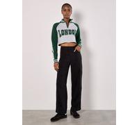Apricot Cropped London Zip Jumper In Green Green 10