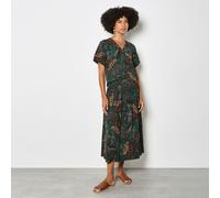 Apricot Cropped Palm Print Shirt GREEN 2XL