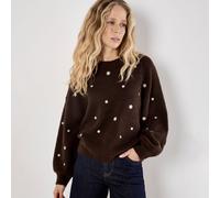 Apricot Daisy Embroidered Ribbed Jumper BROWN 2XL