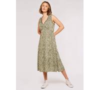 Apricot Daisy Print Tiered Midi Dress In Khaki Khaki 8