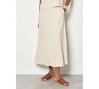 Apricot Dandelion Embroidered Linen Blend Skirt NAVY 2XL