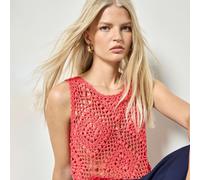 Apricot Diamond Hand-Crochet Crop Top RED LARGE