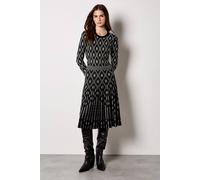 Apricot Diamond Knitted Midi Dress In Black Black
