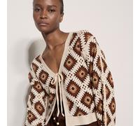 Apricot Diamond Tie-Up Cardigan RUST 2XL