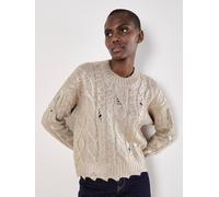 Apricot Distressed Gold Foil Metallic Cable Jumper Gold 18