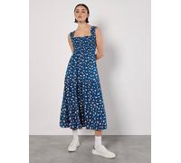 Apricot Ditsy Floral Smocked Midi Dress In Blue Blue
