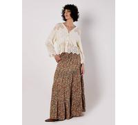 Apricot Ditsy Floral Tiered Maxi Skirt In Khaki Khaki 10