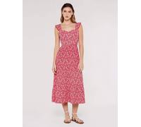 Apricot Ditsy Floral Tiered Midi Dress Red 18