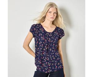 Apricot Ditsy Print Tulip Sleeve Top NAVY EXTRA SMALL