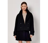 Apricot Double Breasted Pea Coat In Black Black 12