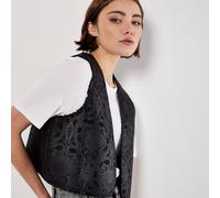 Apricot Embossed Paisley Borg Lined Cropped Gilet BLACK 2XL