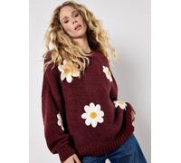 Apricot Embroidered Daisy Jumper In Burgundy Burgundy 12