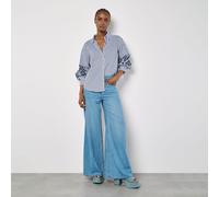 Apricot Embroidered Eyelet Stripe Shirt