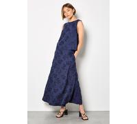 Apricot Women's Embroidered Floral Linen Blend Midaxi Skirt in Navy | Size: 14 Apricot Navy 14