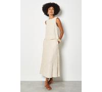 Apricot Women's Embroidered Floral Linen Blend Midaxi Skirt in Stone | Size: 18 Apricot Stone 18