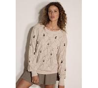 Apricot Embroidered Floral Pointelle Knit Jumper, Beige, Size S, Women Beige