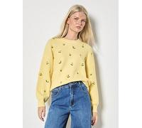 Apricot Embroidered Lemon Jumper, Yellow, Size Xs, Women Yellow