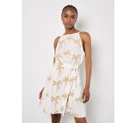 Apricot Embroidered Palms Mini Dress In Cream Cream 14